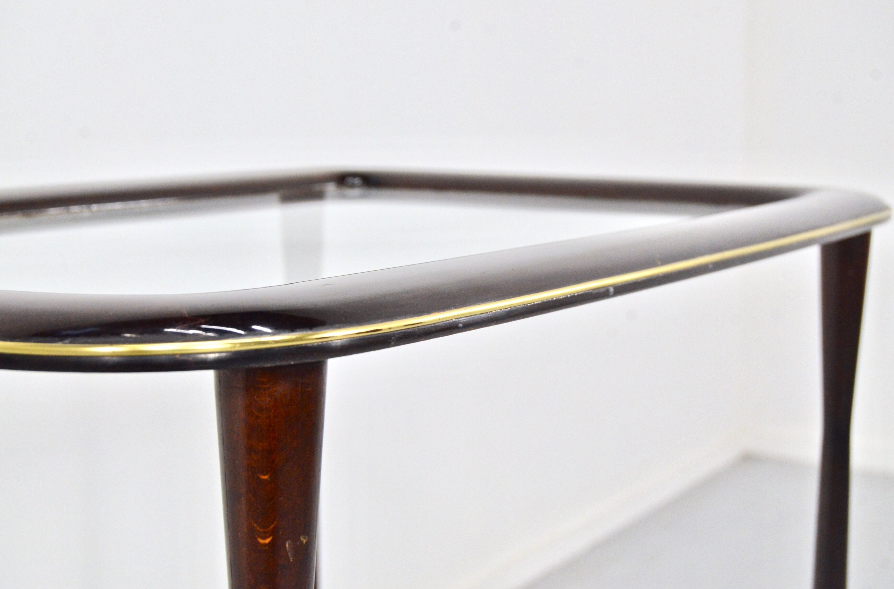 Mahogany brass and glass drinks trolley from italy, circa 1950