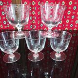 5 verres apéritifs gravé à pieds vintages