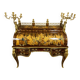 Important cylinder desk in richly marquetry Louis XV style.