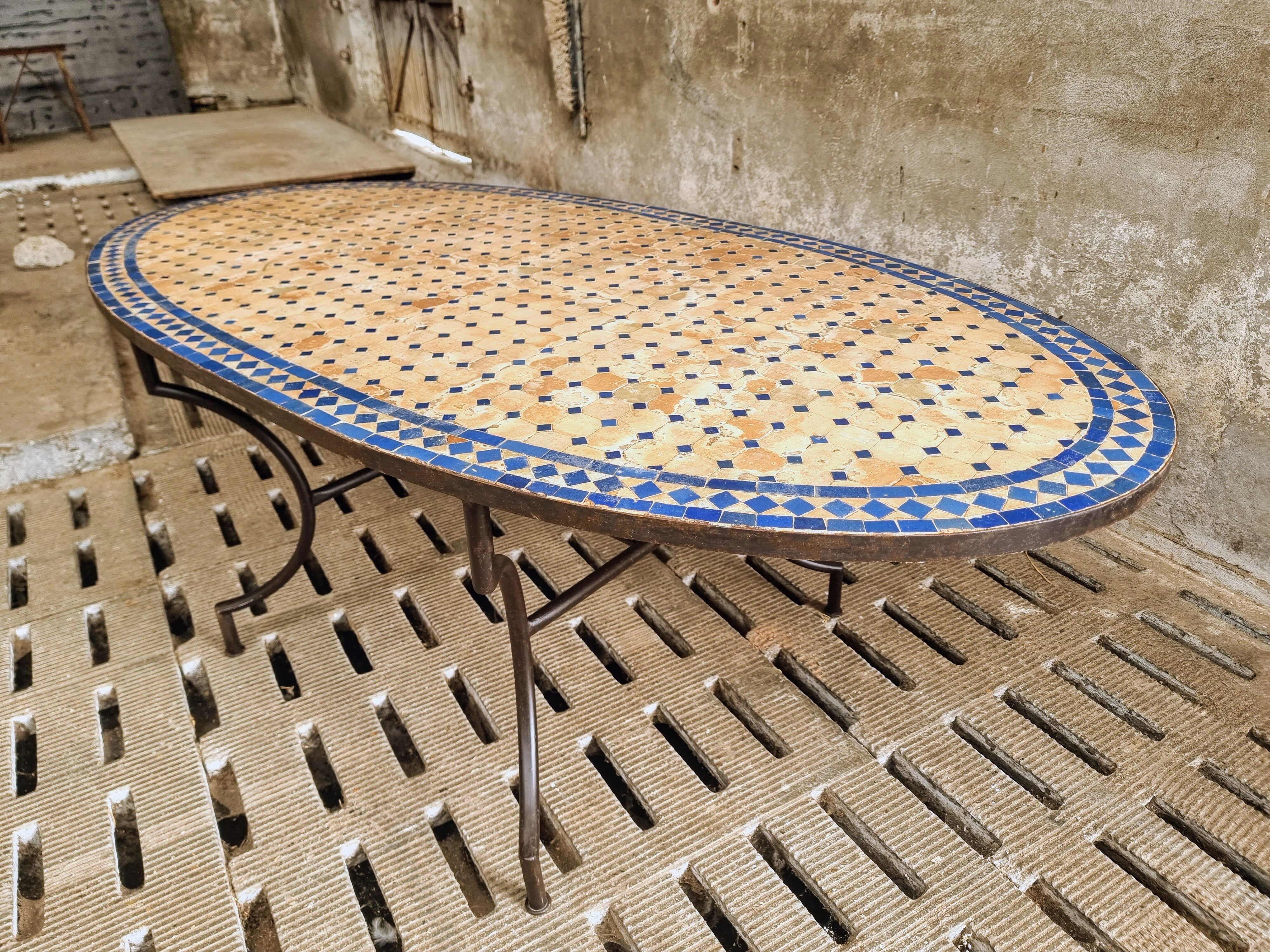 Old dining table garden table Moroccan mosaic 100 x 200 cm
