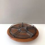 Digsmed Teak Tray Lazy Susan, Mid Century Cabaret, Tray Set, Turntable, Danish Design, 60's