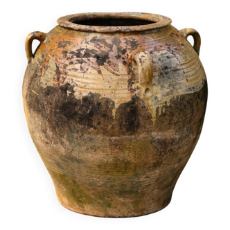 Large ancient jar in glazed terracotta