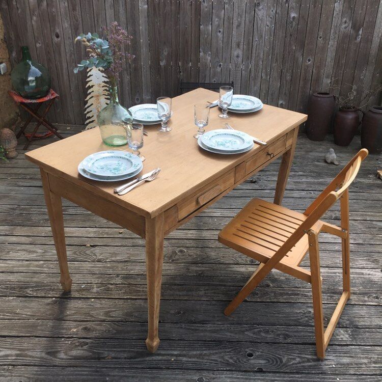 Raw wood farm table