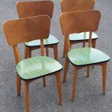Set of 4 formica and wood chairs