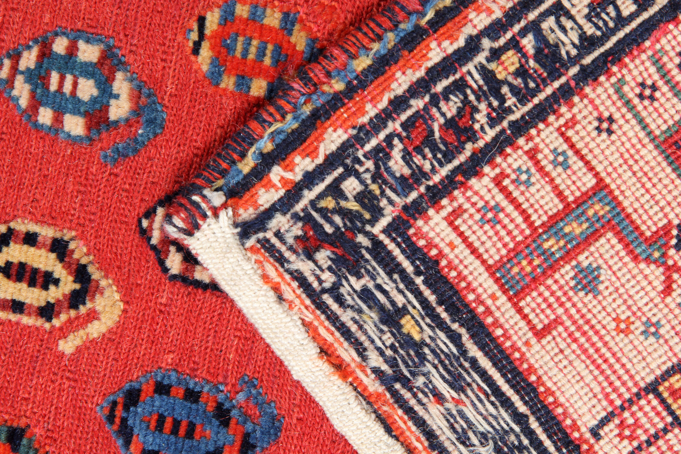 Traditional red vintage soumak rug- handmade flatwoven runner rug 86x291cm