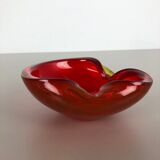 Large Murano Glass "Red-Yellow" Bowl Element Shell Ashtray Murano, Italy, 1970s