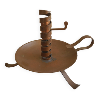 old pig tail rat cave copper candle holder