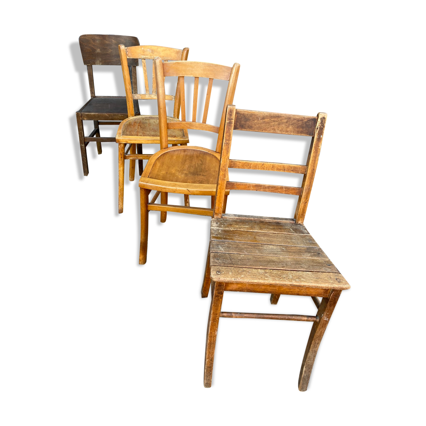 4 vintage mismatched coffee bistro chairs