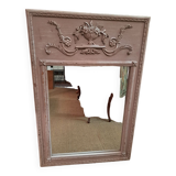 Louis XVI style trumeau mirror in patinated wood