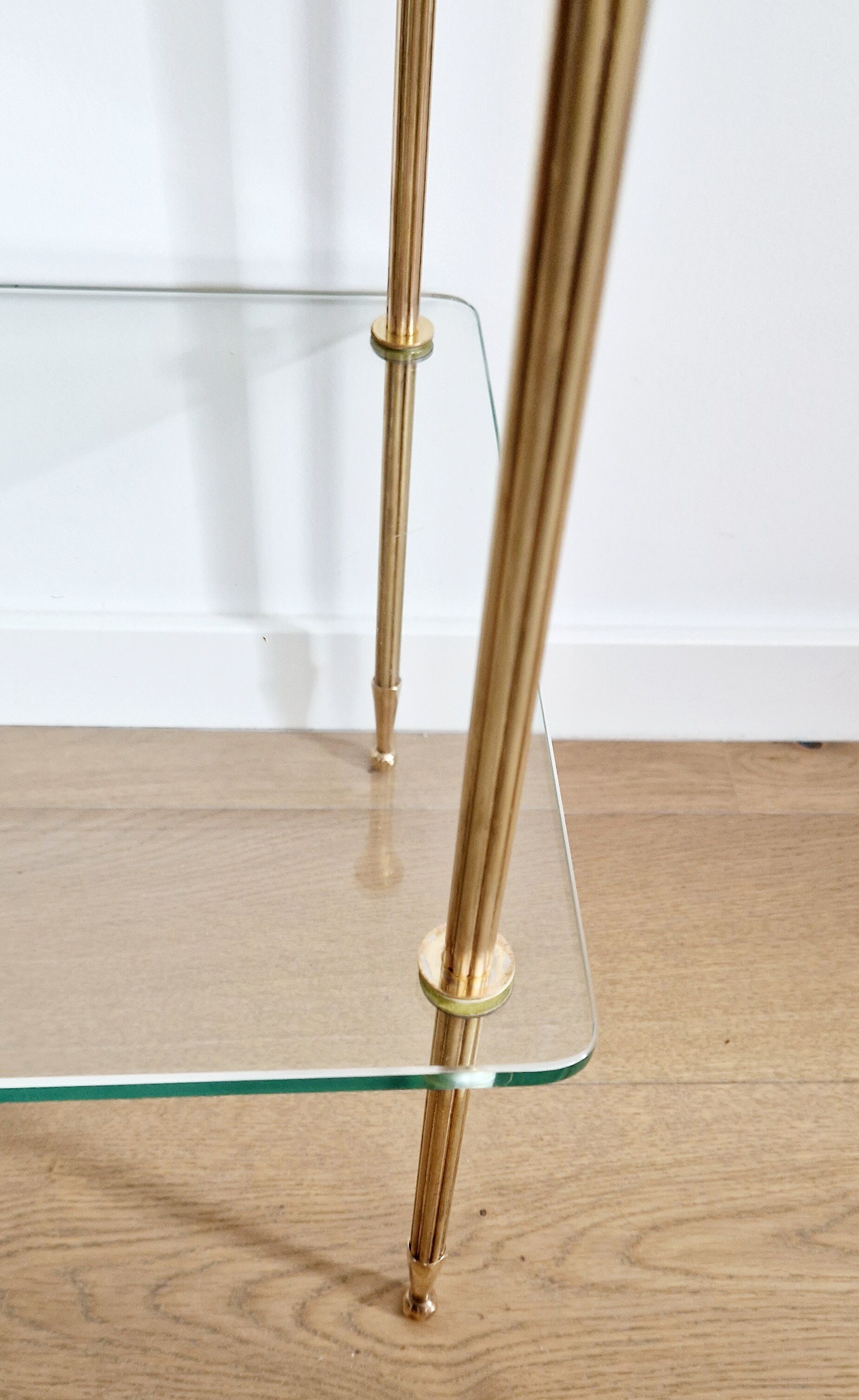 Glass and brass side table 70s