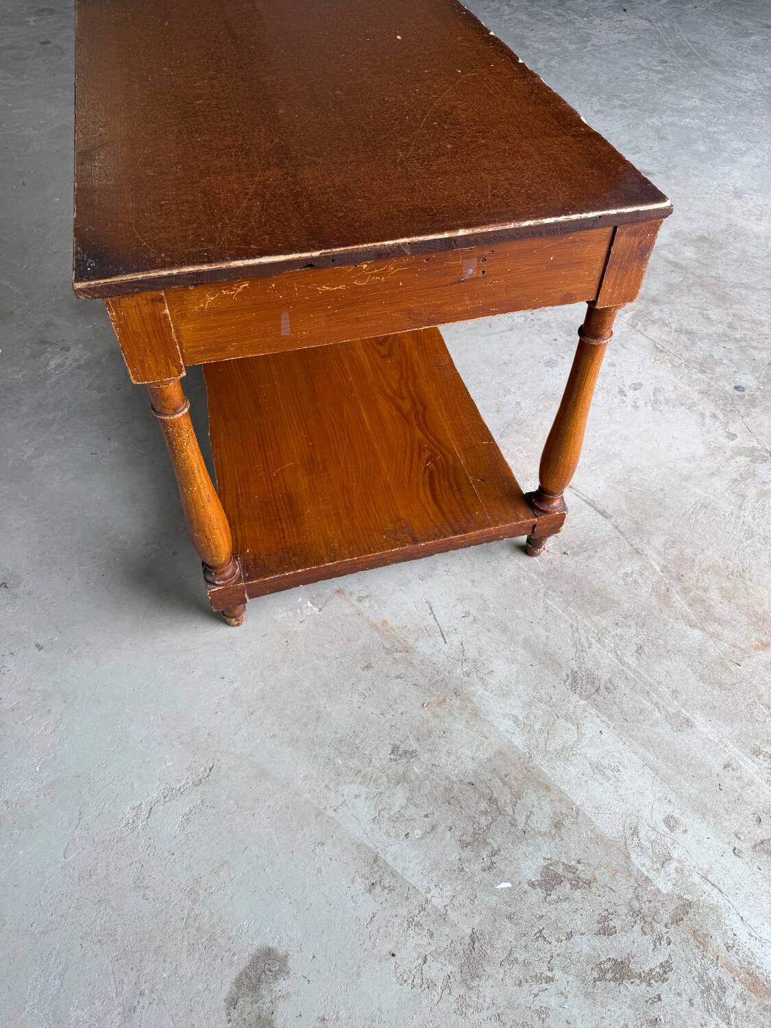 Old work table / draper from a wooden haberdashery.
