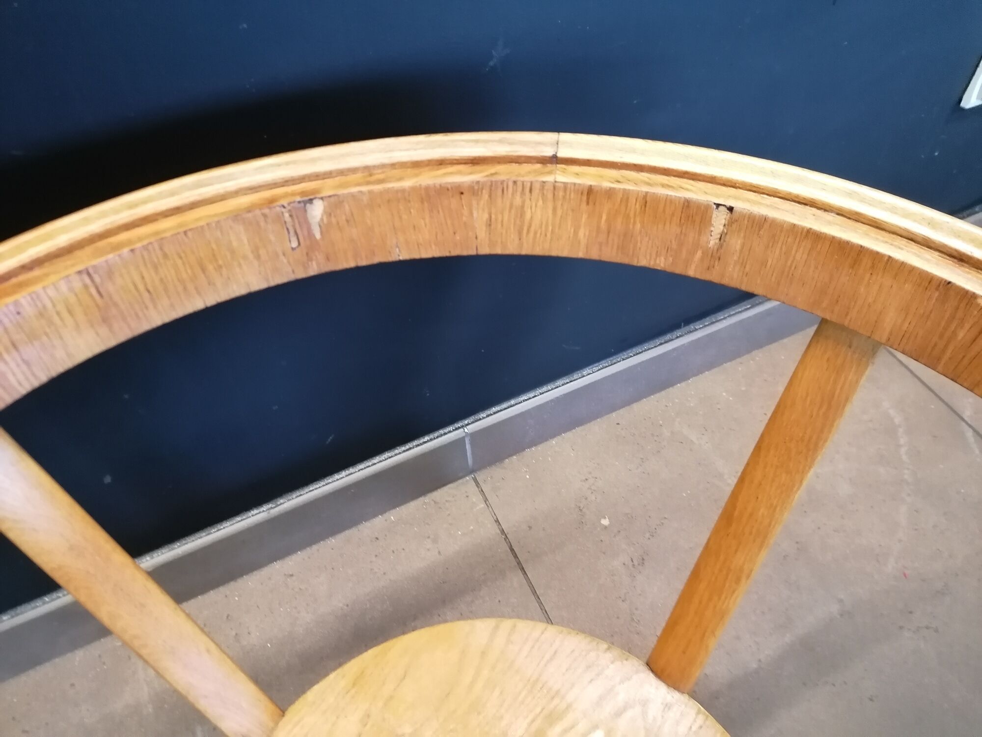 Round wooden coffee table, glass top, Czech, 50s, Kozeelka & Kropacek