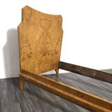 Art Deco Cubist Single Bed in Birch Burl, 1930s-1940s