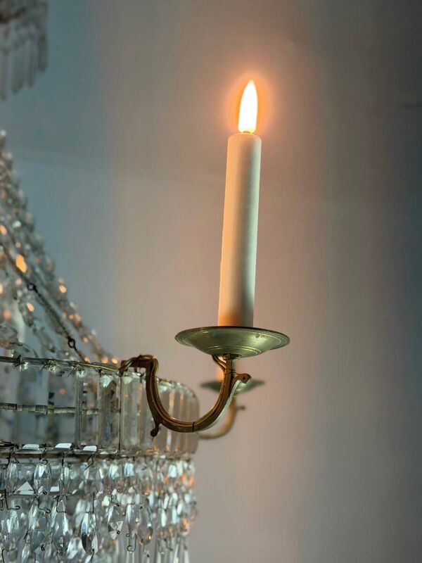 Lustre sac de perles, six feux de lumière, vers 1800