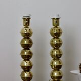 Pair Of Mid-Century Tall Swedish Brass Bobbin Lamps by  Kosta Elammatur, 1960/70's.