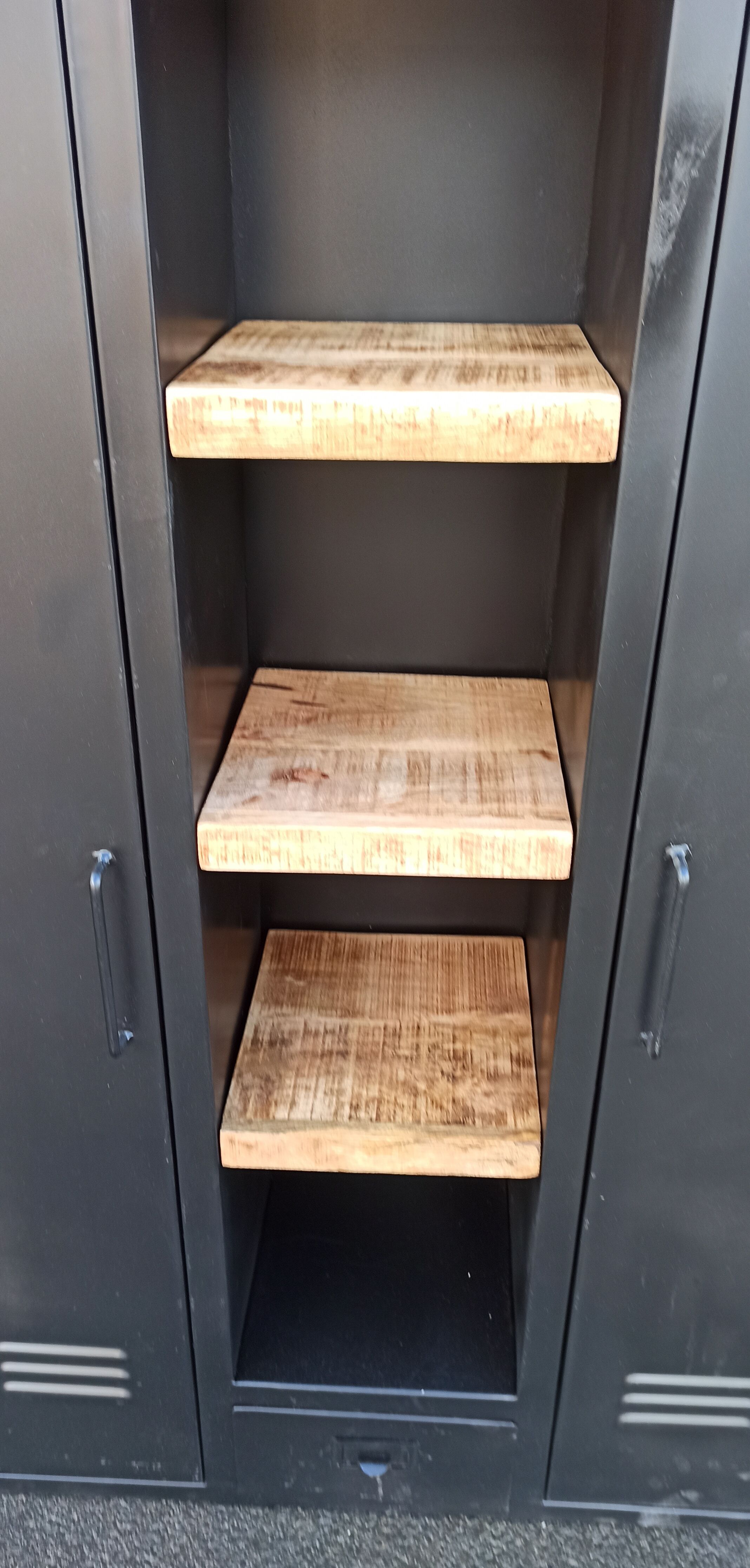 Black metal cabinet 2 doors and shelves