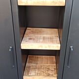 Black metal cabinet 2 doors and shelves