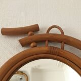 Vintage bicycle rattan mirror