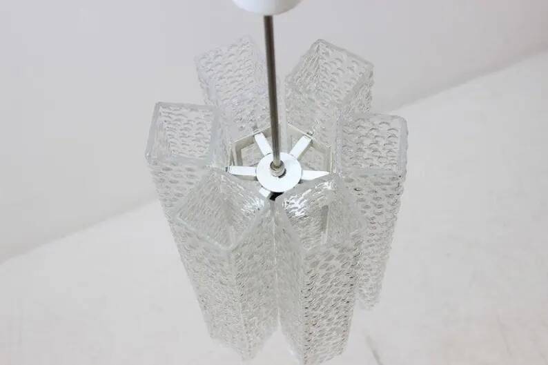 Vintage Glass Chandelier by Kamenický Šenov, 1960s