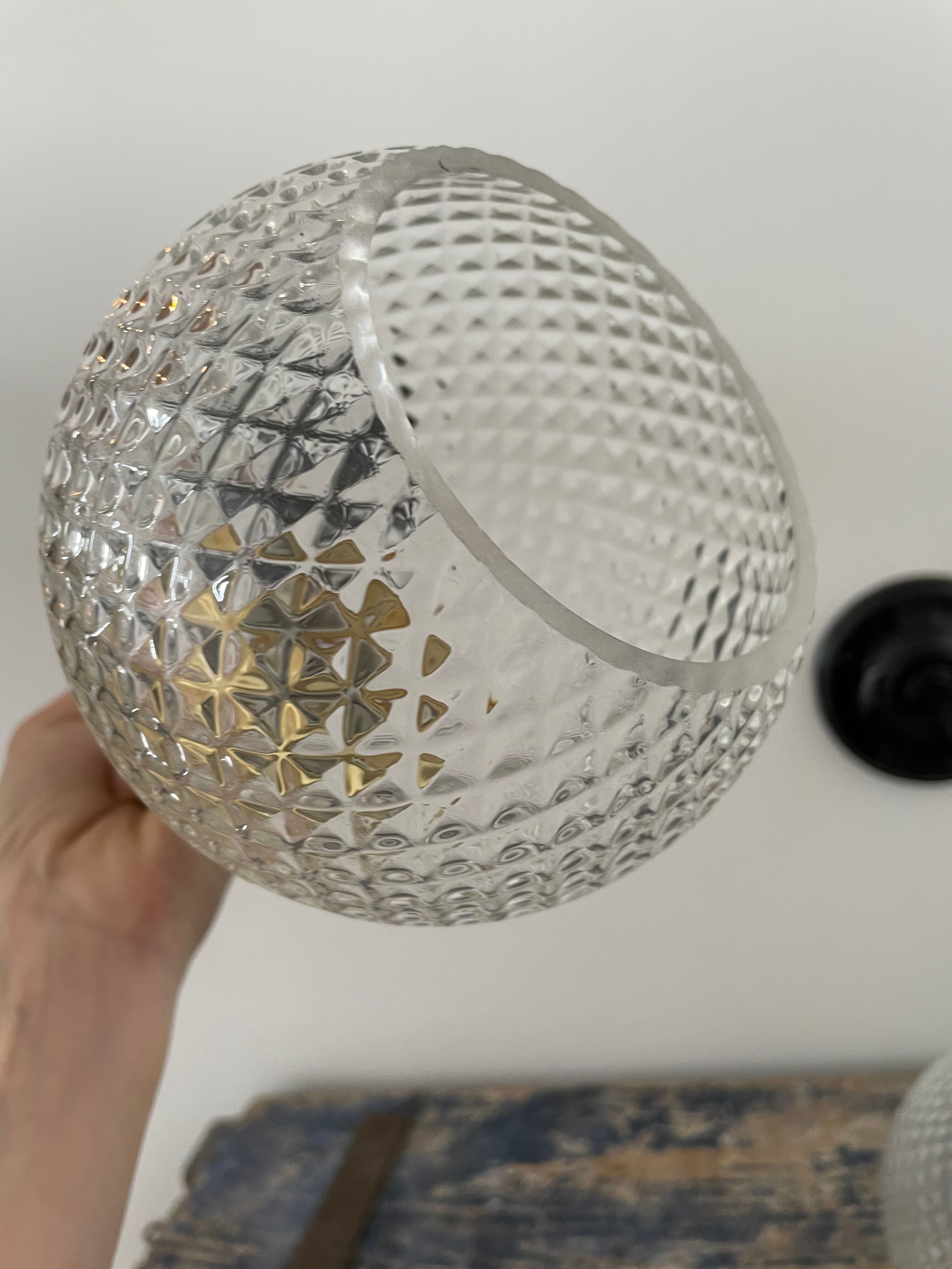 Set of two vintage electrified electrified glass wall lamps