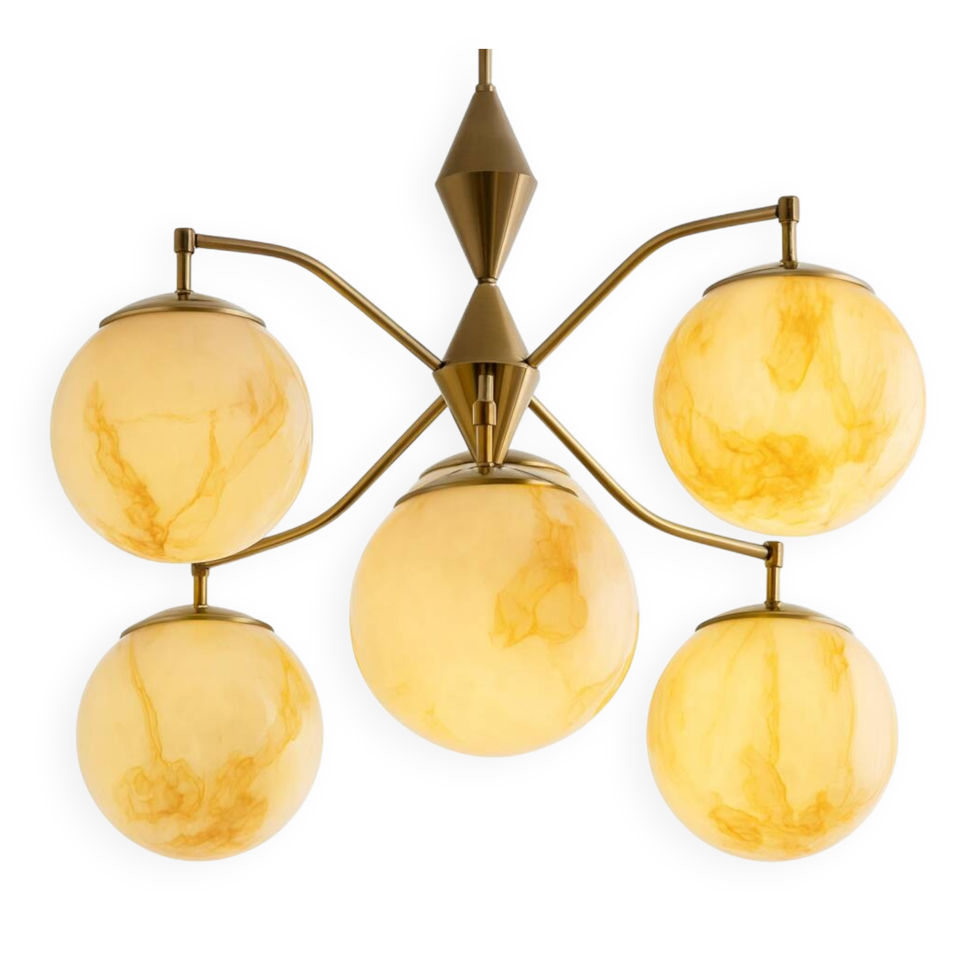 Vintage Marbled Glass Chandelier, 1960s–1980s, Czechoslovakia