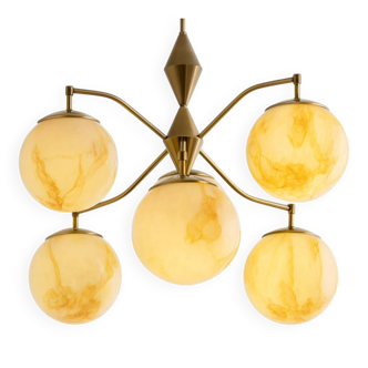 Vintage Marbled Glass Chandelier, 1960s–1980s, Czechoslovakia