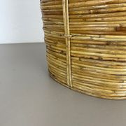Mid-century rattan and brass bauhaus waste paper bin, france, 1960s