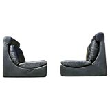 Paire de deux fauteuils modulaires en cuir noir de Walter Knoll, Allemagne, années 1970.