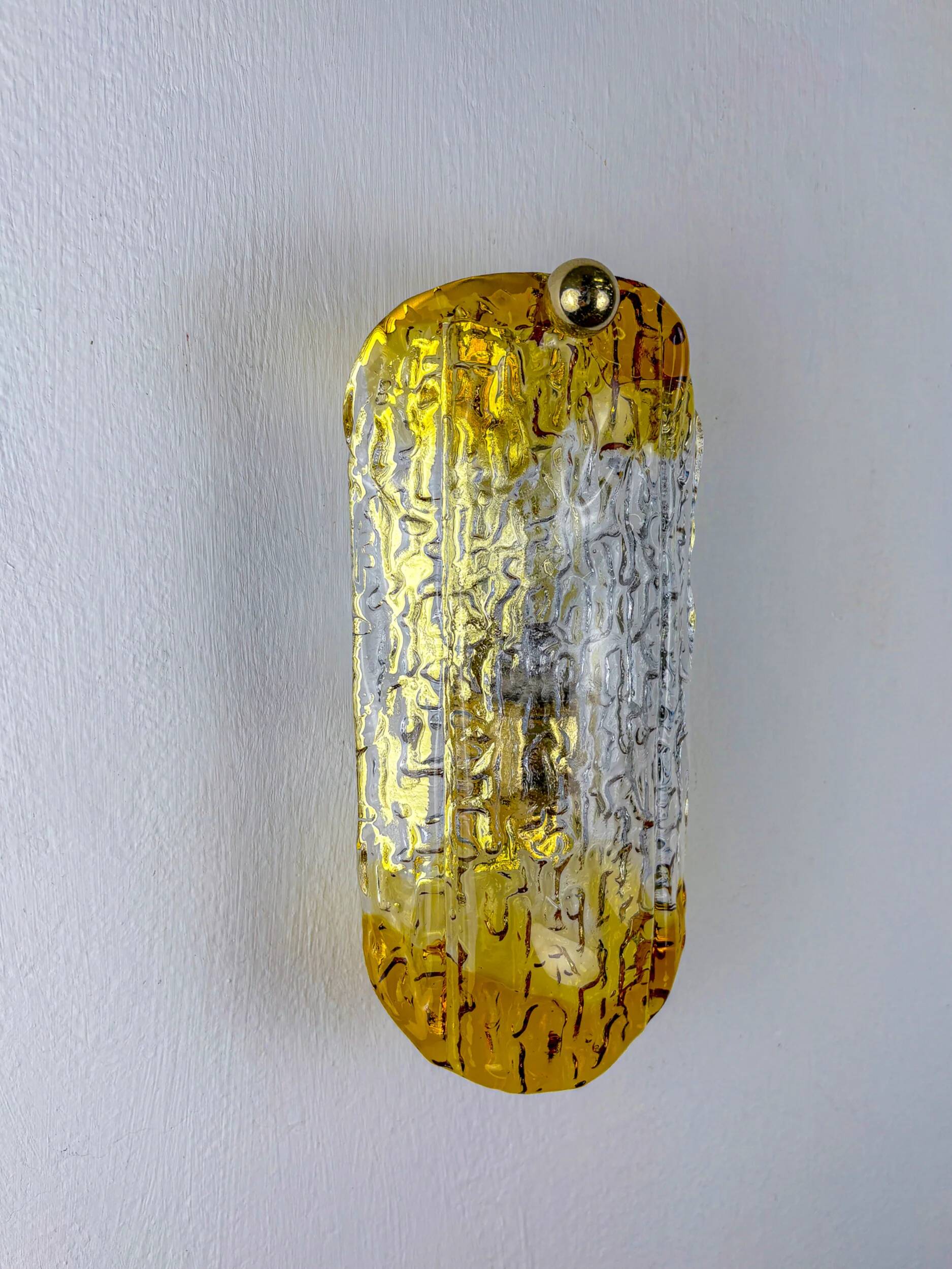 Orange frosted Murano Mazzega wall sconce, Italy, 1970s