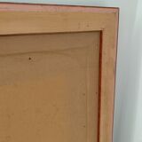 Miroir rectangle ancien lours bois sculpté peint patiné