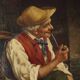 Old painting signed A. Dumini "Preparing for the Market" 19th century