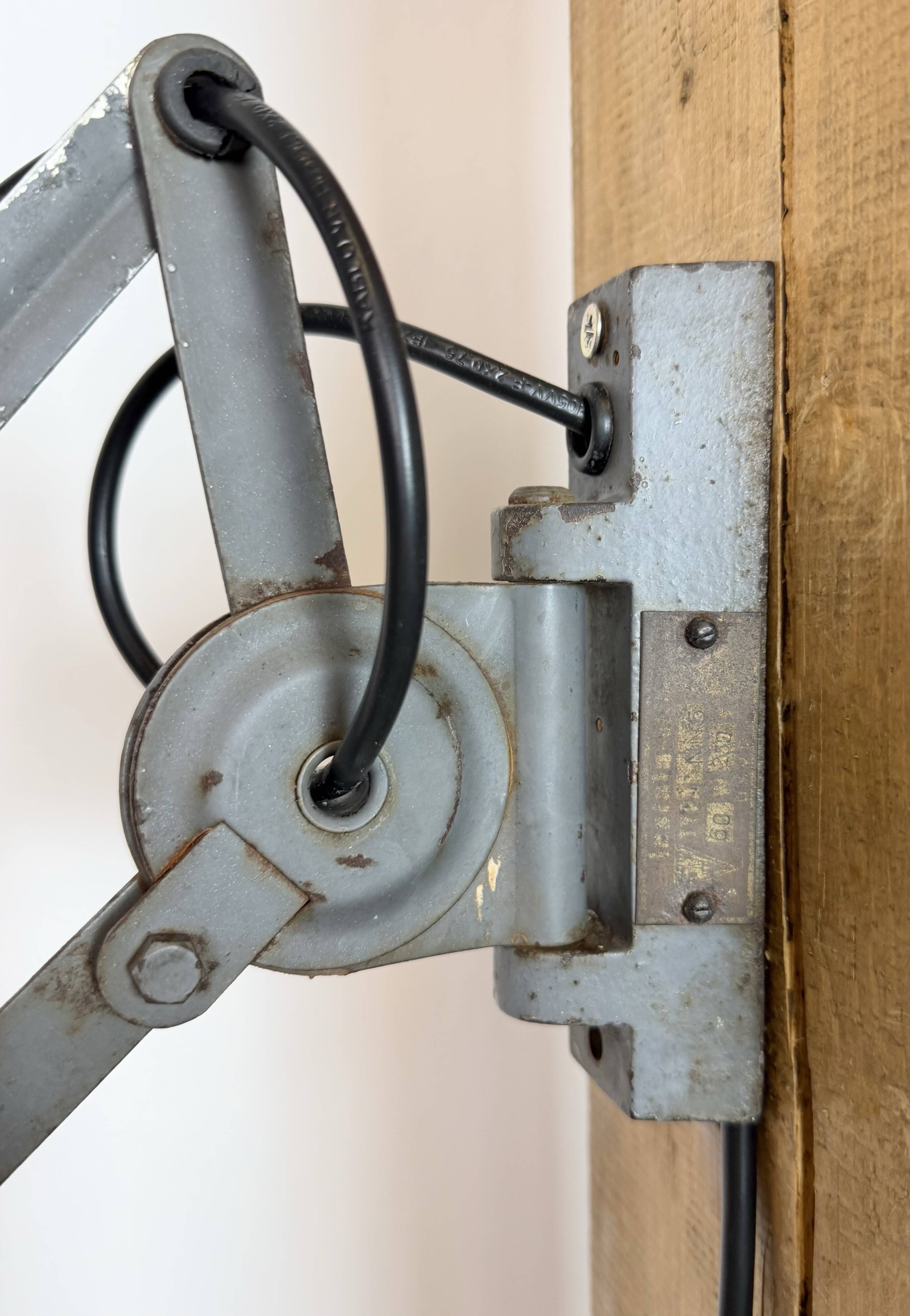 Grey Industrial Gooseneck Scissor Wall Lamp from Elektroinstala, 1960s