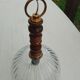 Suspension ball in thick striated glass design lighting year 1980 space age
