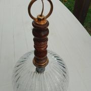 Suspension ball in thick striated glass design lighting year 1980 space age