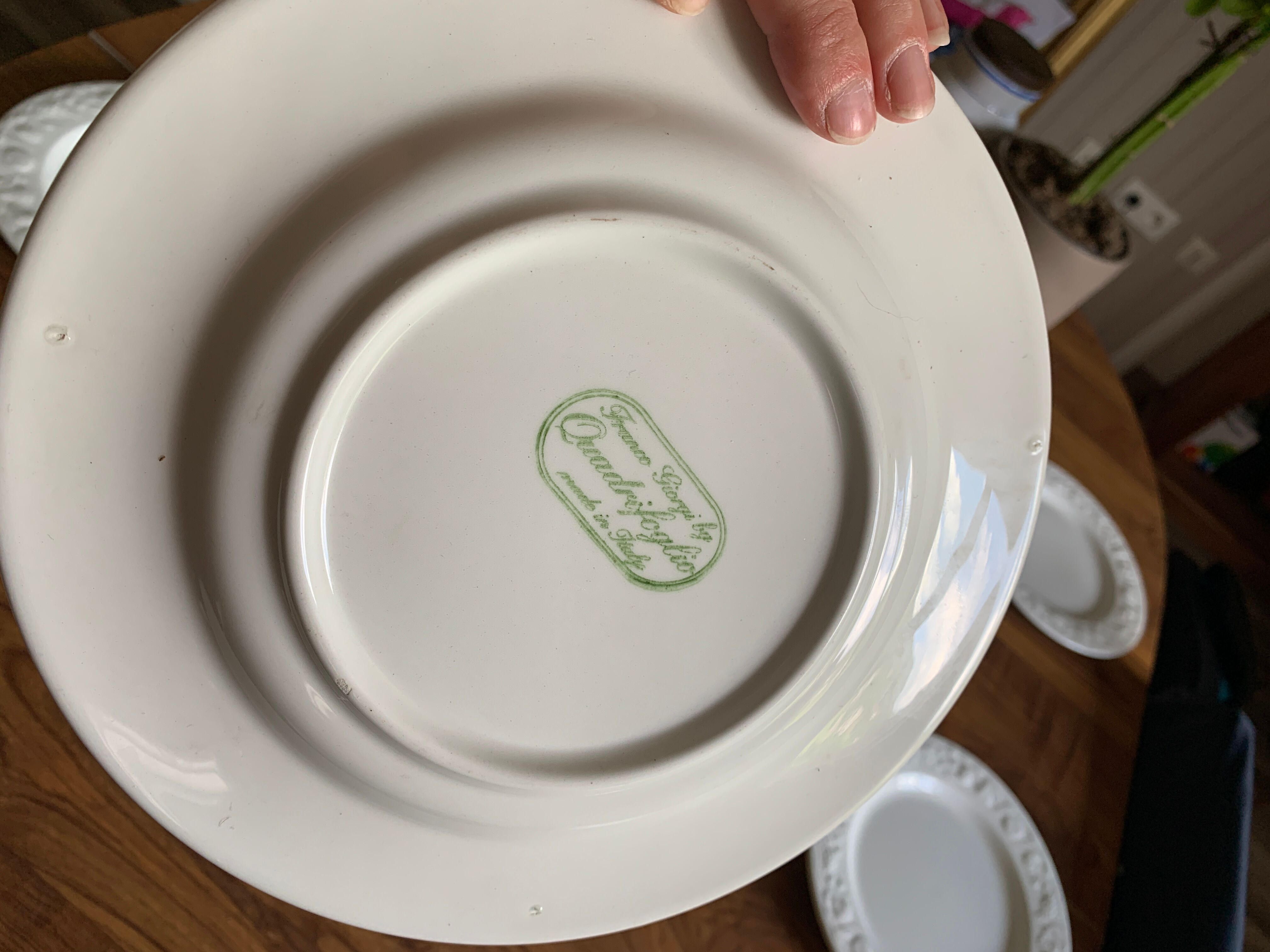 Set of italian ceramic plates fruit model