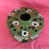 Flower pick in earthenware, early 20th century, handmade floral decoration