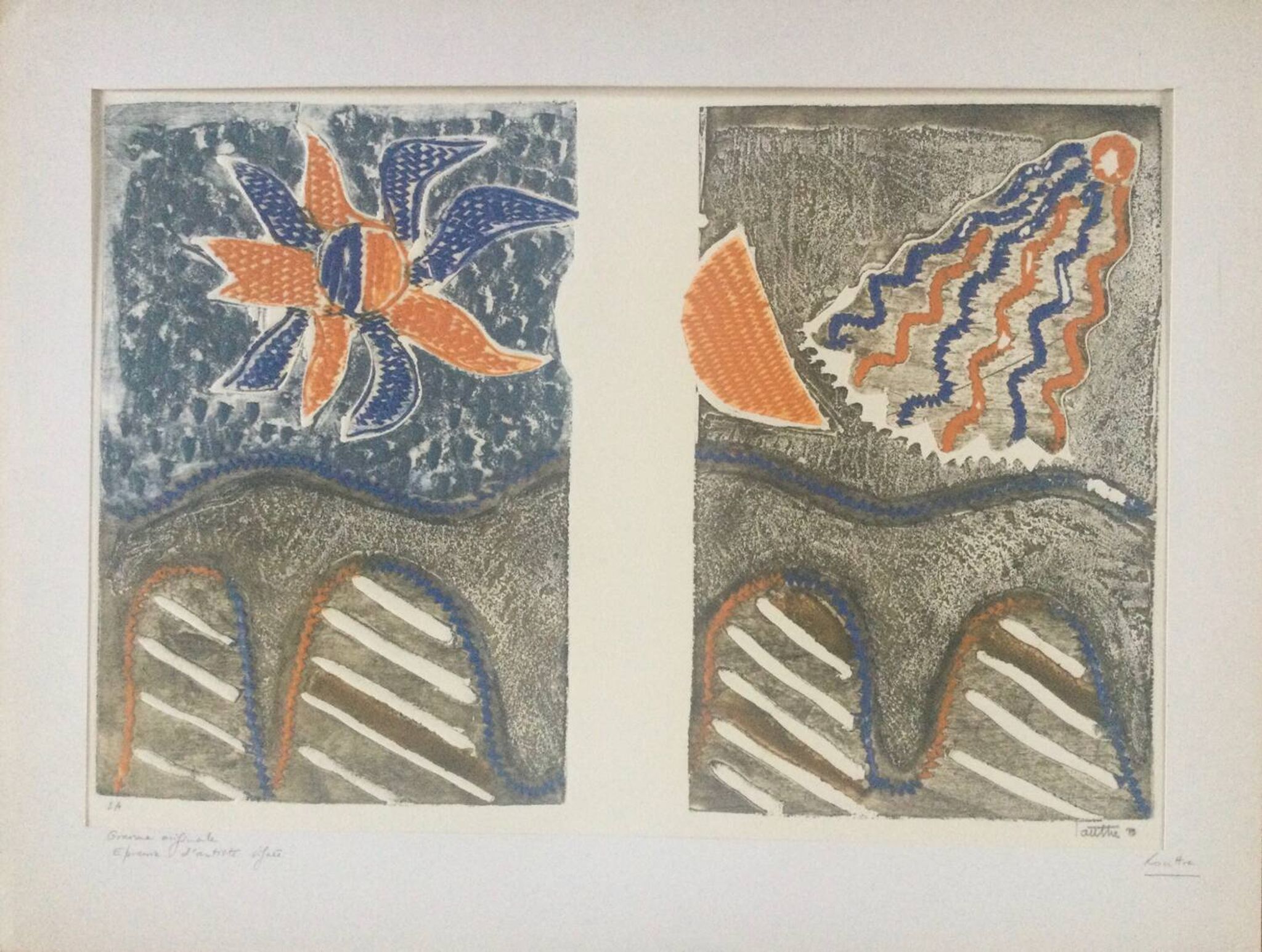 LOUTTRE B, 1926-2012. The bridge. Carborundum engraving.