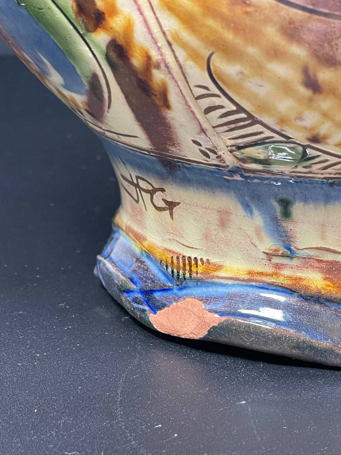 Large signed colorful vase