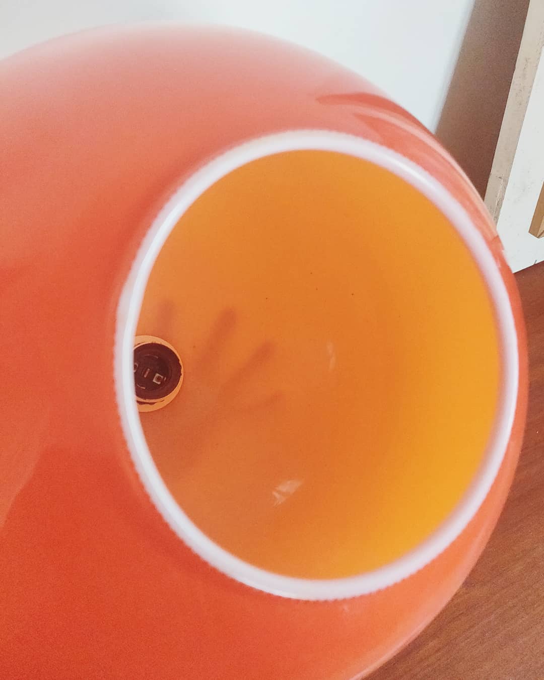 70s orange opaline hanging lamp