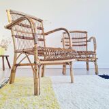 Pair of antique rattan armchairs