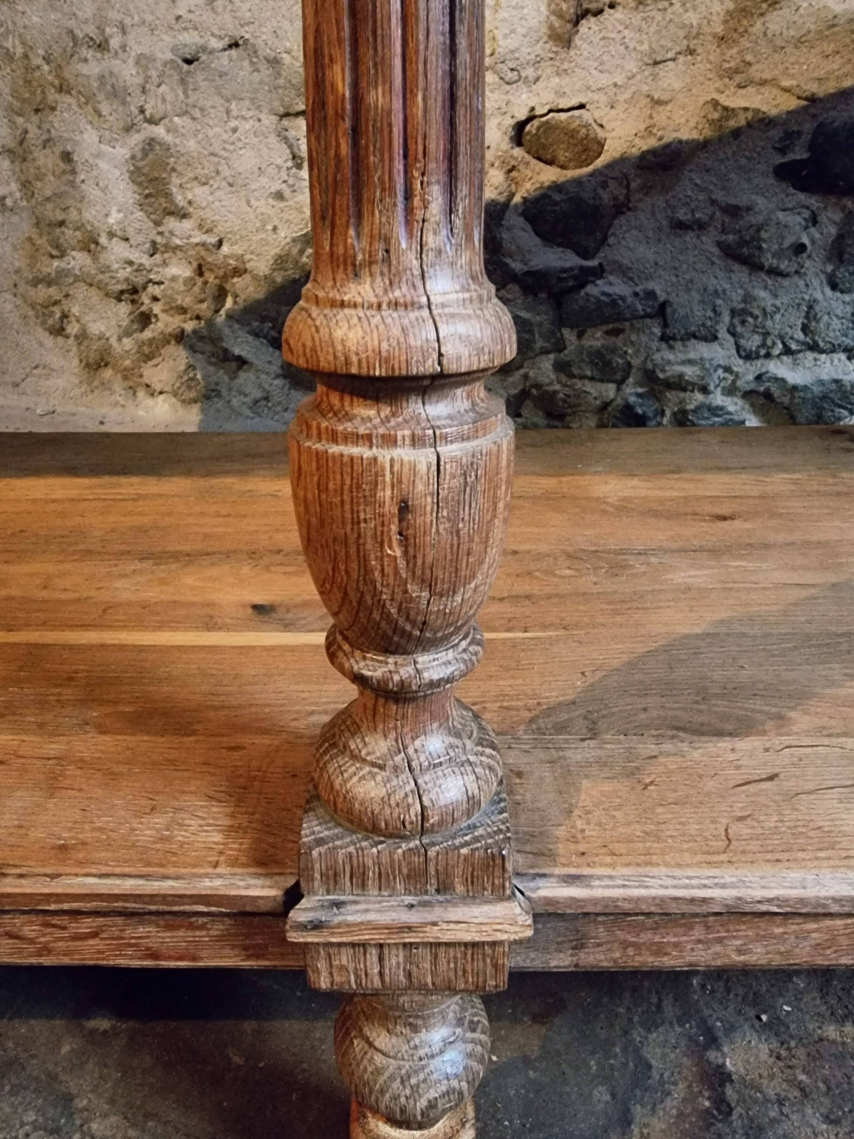 French 19th-century oak draper's table – Antique kitchen island console