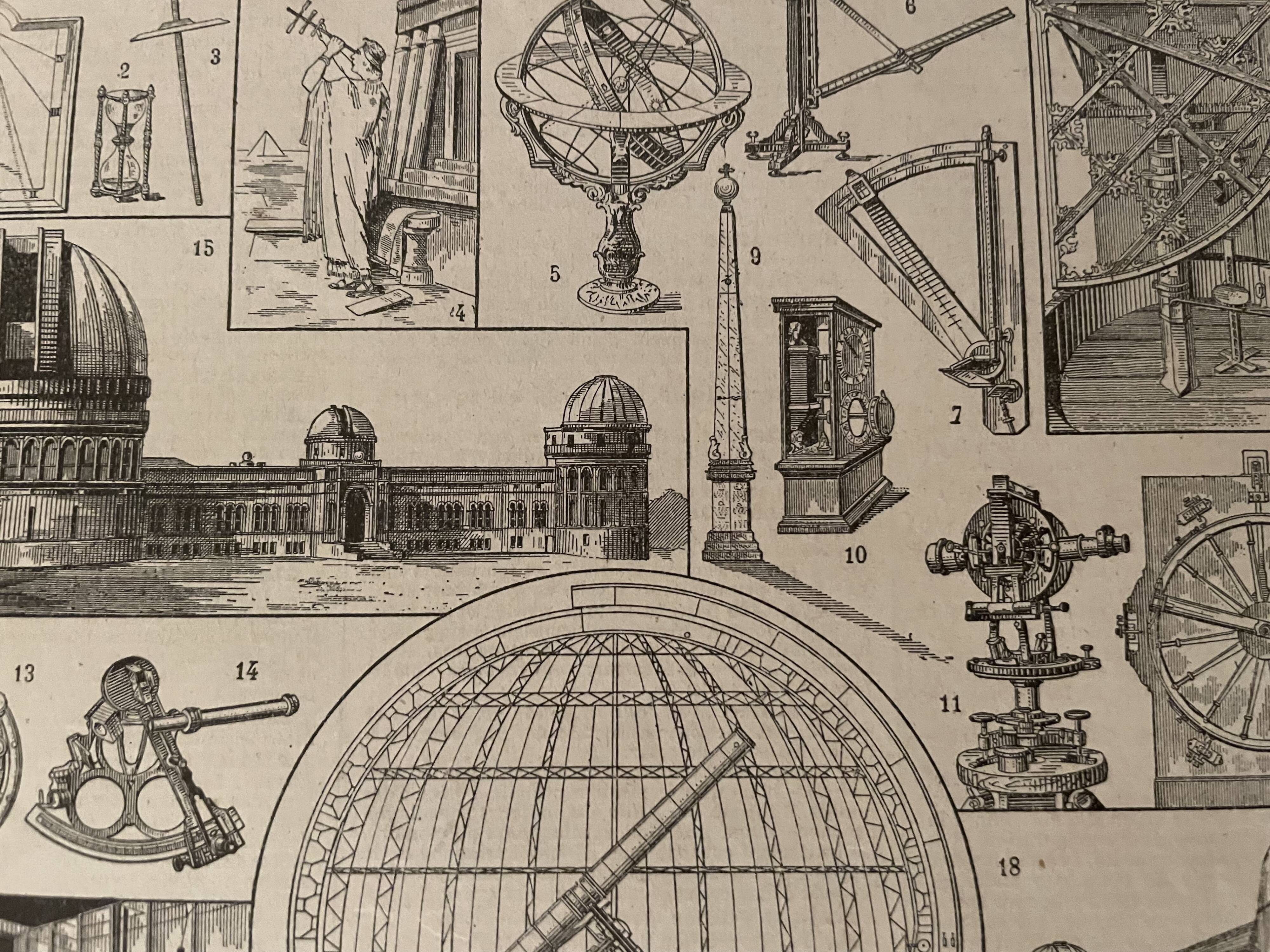 Lithographie gravure sur l'astronomie de 1923