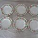 6 Plates wolf mill decoration flowers pink and green faience old