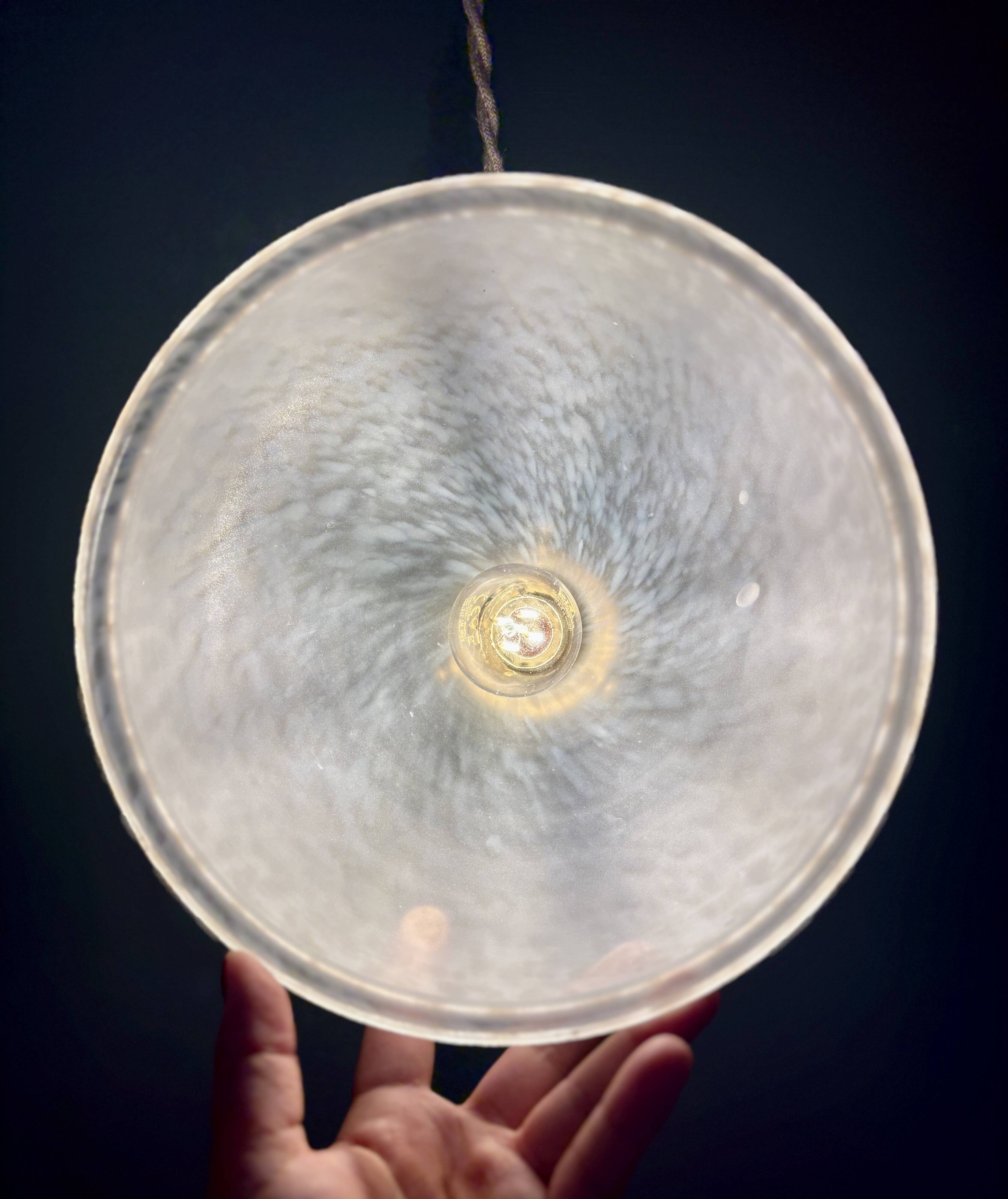 Vintage Clichy White Glass Pendant Lampshade