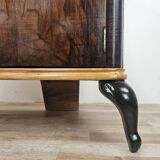 Mahogany burl dressing table with white marble top