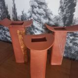 Trio of terracotta vases, unique pieces