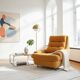 Fauteuil lounge velours côtelé "Gamba S.A. Paris" – Teinte Pêche / Abricot