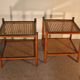 Paire de tables, paille, façon bambou