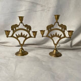 Pair of brass elephant candlesticks