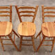 Brutalist mid-century wooden bar with 3 bar chairs, 1970s